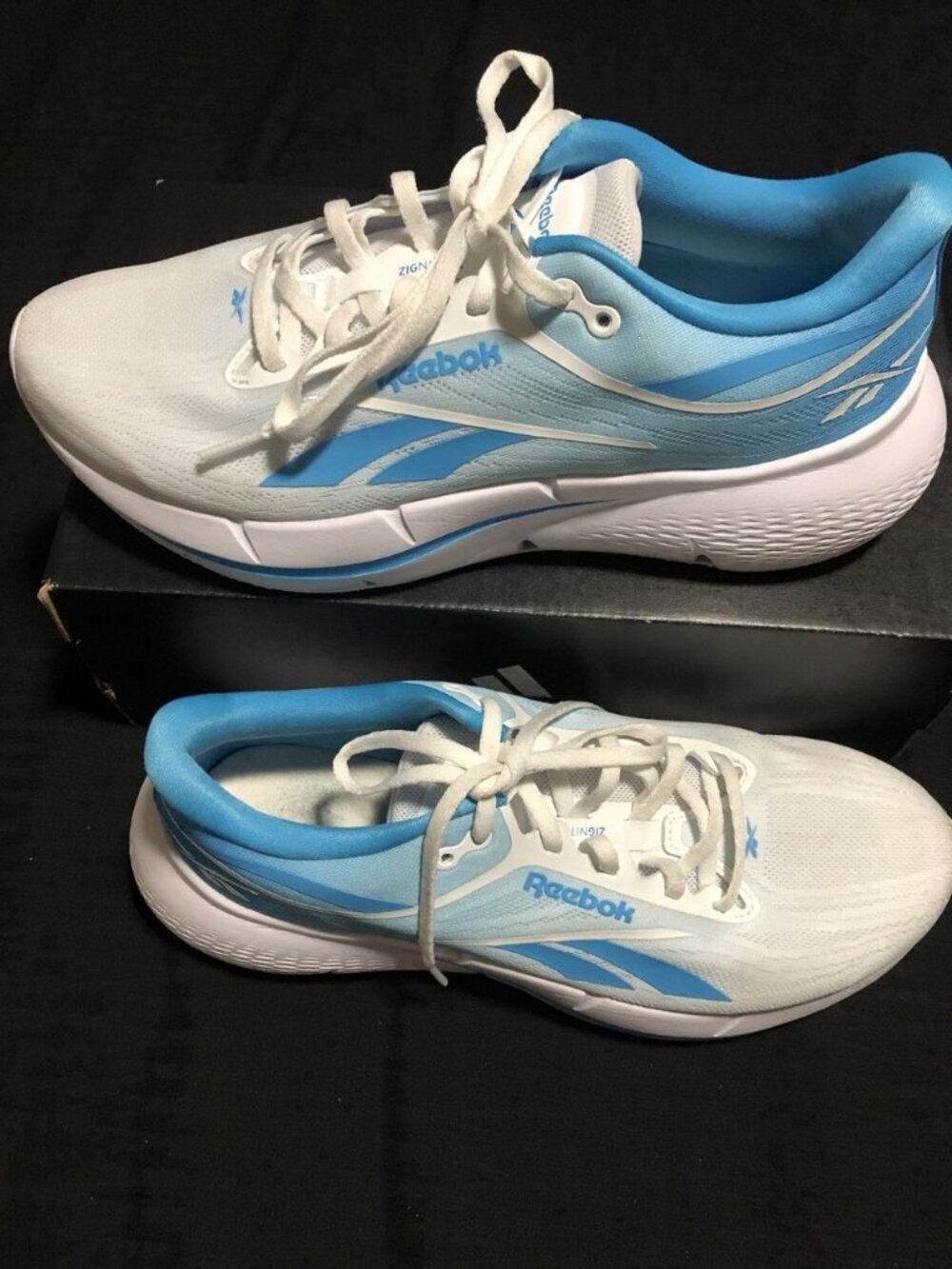 Reebok Zignition White Future Cyan Women's Mesh Running Shoes, Size 10, Blue